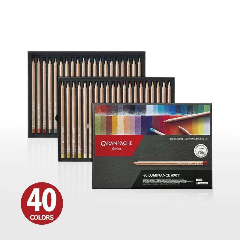 【Caran d'Ache】カランダッシュ ルミナンス 油性色鉛筆 40色セット 紙箱入 6901-740 正規輸入品