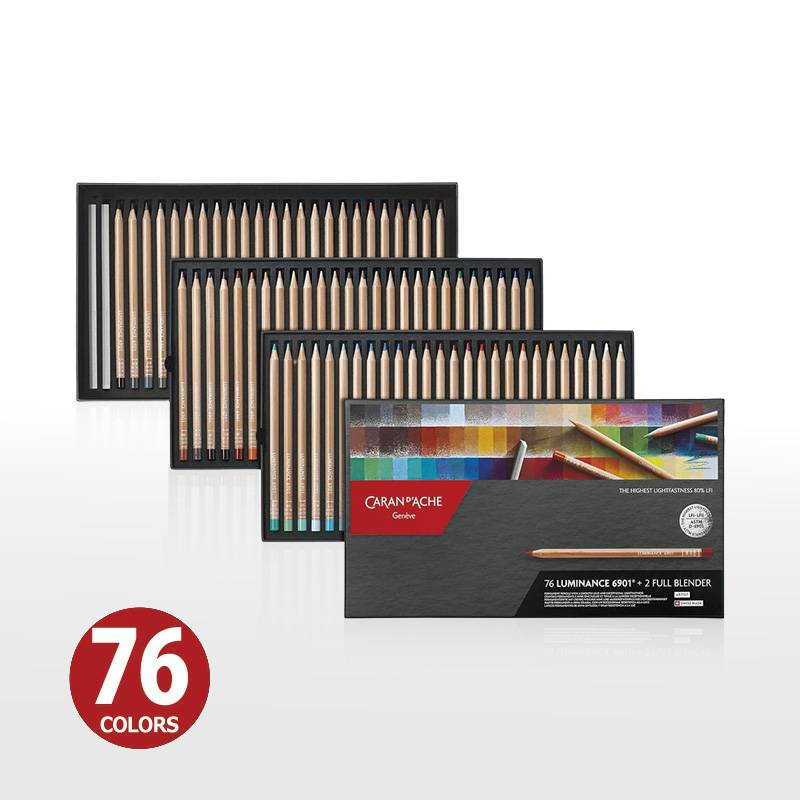 【Caran d'Ache】カランダッシュ ルミナンス 油性色鉛筆 76色セット 紙箱入 6901-776 正規輸入品