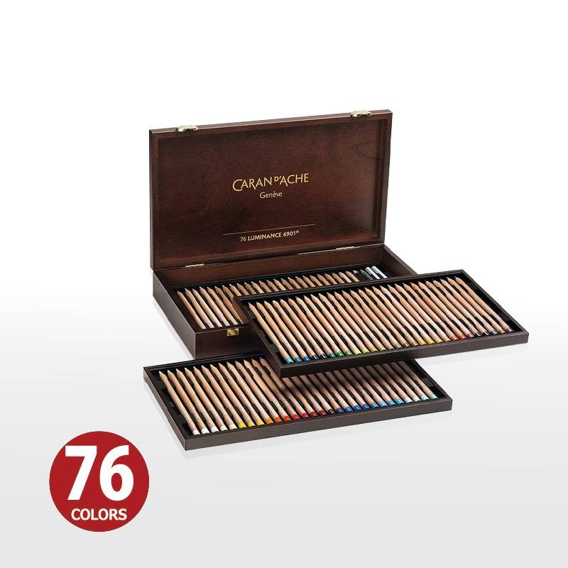 【Caran d'Ache】カランダッシュ ルミナンス 油性色鉛筆 76色セット 木箱 6901-476 正規輸入品