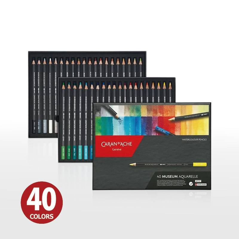 【Caran d'Ache】カランダッシュ ミュージアムアクアレル 水性色鉛筆 40色セット 紙箱入 3510-340 正規輸入品