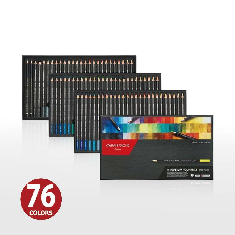 【Caran d'Ache】カランダッシュ ミュージアムアクアレル 水性色鉛筆 76色セット 紙箱入 3510-376 正規輸入品