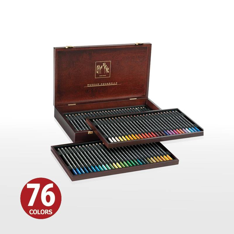 【Caran d'Ache】カランダッシュ ミュージアムアクアレル 水性色鉛筆 76色木箱セット 3510-476 正規輸入品