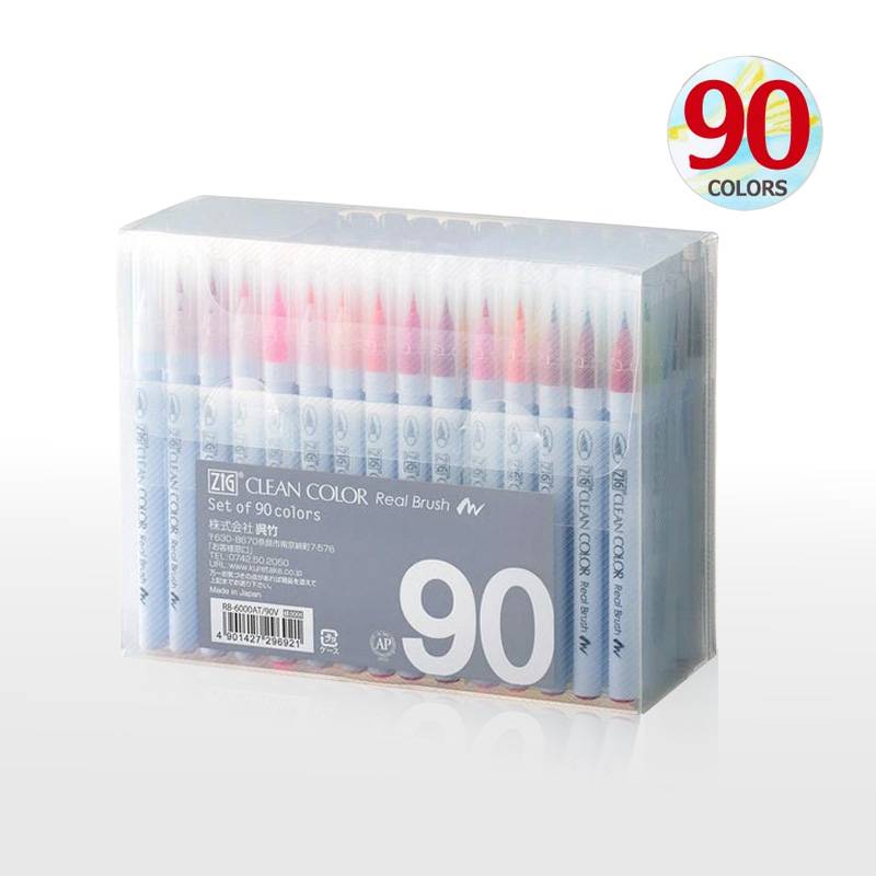 【Kuretake】呉竹 ZIG クリーンカラーリアルブラッシュ 90色セット 筆ペン RB-6000AT/90V