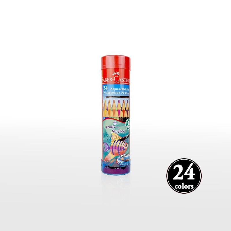 【FABER-CASTELL】ファーバーカステル 水彩色鉛筆 丸缶 24色セット TFC-115924