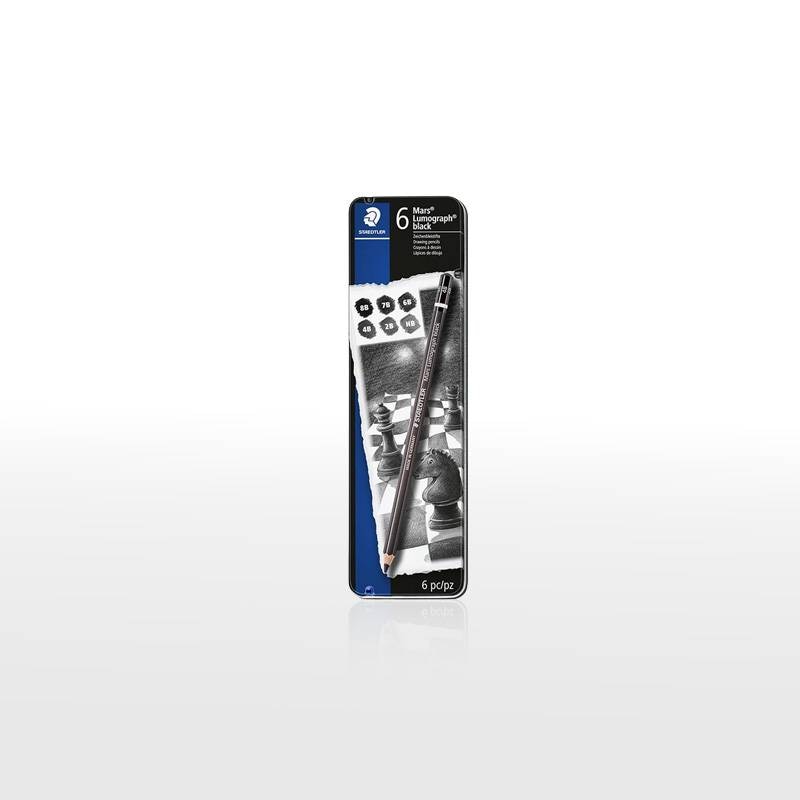 濃い黒！真っ黒！テカりにくい黒！【STAEDTLER】ステッドラー マルス ルモグラフ ブラック 描画用高級鉛筆  6硬度セット 8B～HB 各1本入り 100B G6
