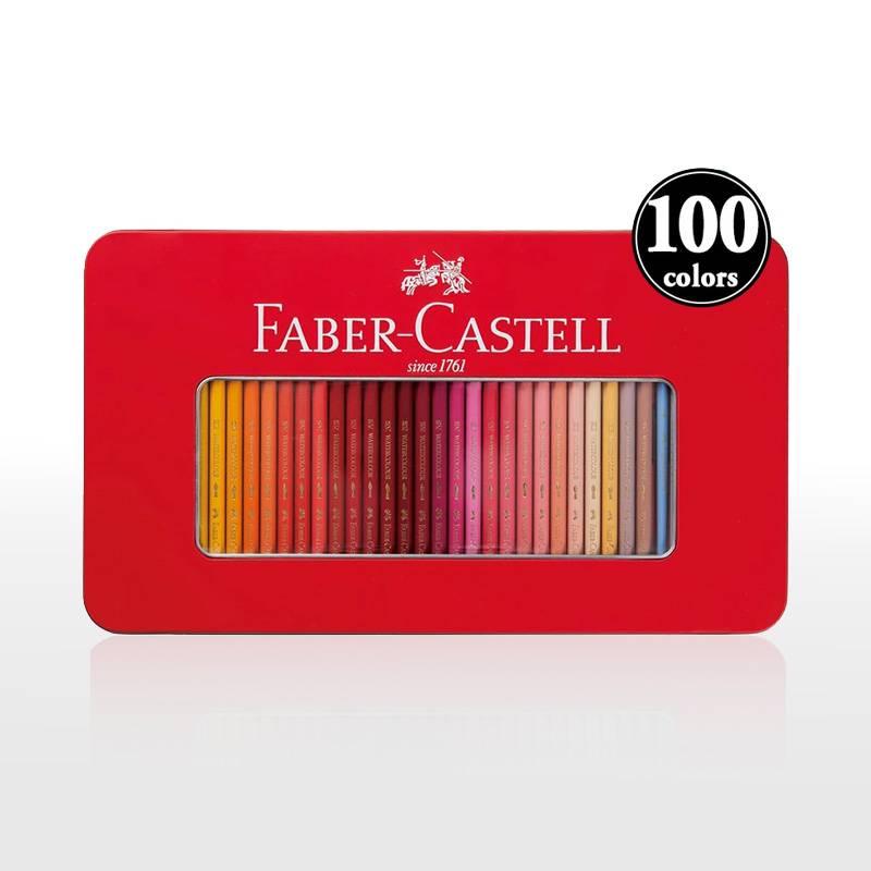 【FABER-CASTELL】ファーバーカステル 水彩色鉛筆 平缶 100色セット TFC-WCP/100C
