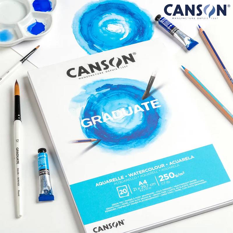【CANSON】キャンソン グラジュエイト スケッチブック ウォーターカラー A4 C400110374 20枚 水彩紙 ※3冊までメール便可