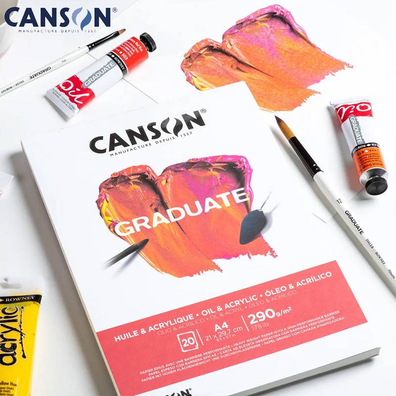 【CANSON】キャンソン グラジュエイト スケッチブック オイル＆アクリル A4 C400110380 20枚 ※3冊までメール便可