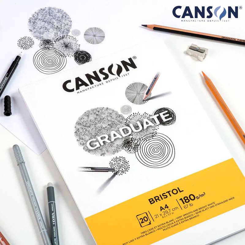 【CANSON】キャンソン グラジュエイト スケッチブック ブリストル A4 C400110383 20枚 ※5冊までメール便可