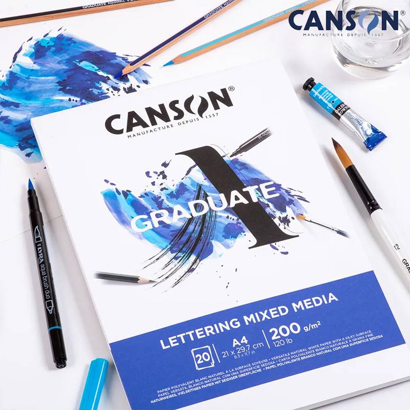  【CANSON】キャンソン グラジュエイト スケッチブック レタリング ミックスメディア A4 C31250P028 20枚 ※3冊までメール便可
