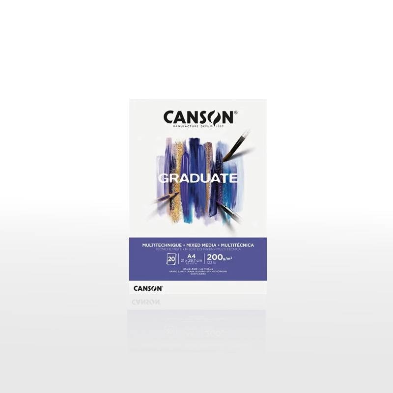 【CANSON】キャンソン グラジュエイト スケッチブック ミックスメディア ホワイトペーパー A4 C400110377 20枚 ※3冊までメール便可