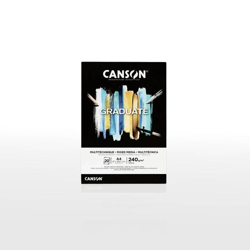 【CANSON】キャンソン グラジュエイト スケッチブック ミックスメディア ブラックペーパー A4 C31250P017 20枚 ※3冊までメール便可