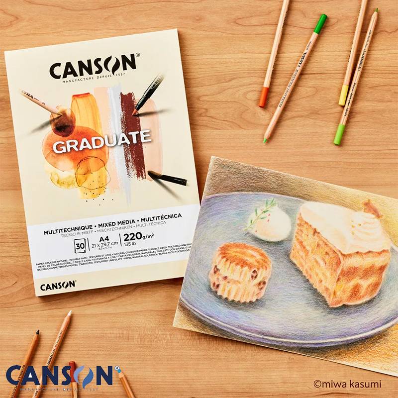 【CANSON】キャンソン グラジュエイト スケッチブック ミックスメディア ナチュラルペーパー A4 C400110368 30枚 ※2冊までメール便可