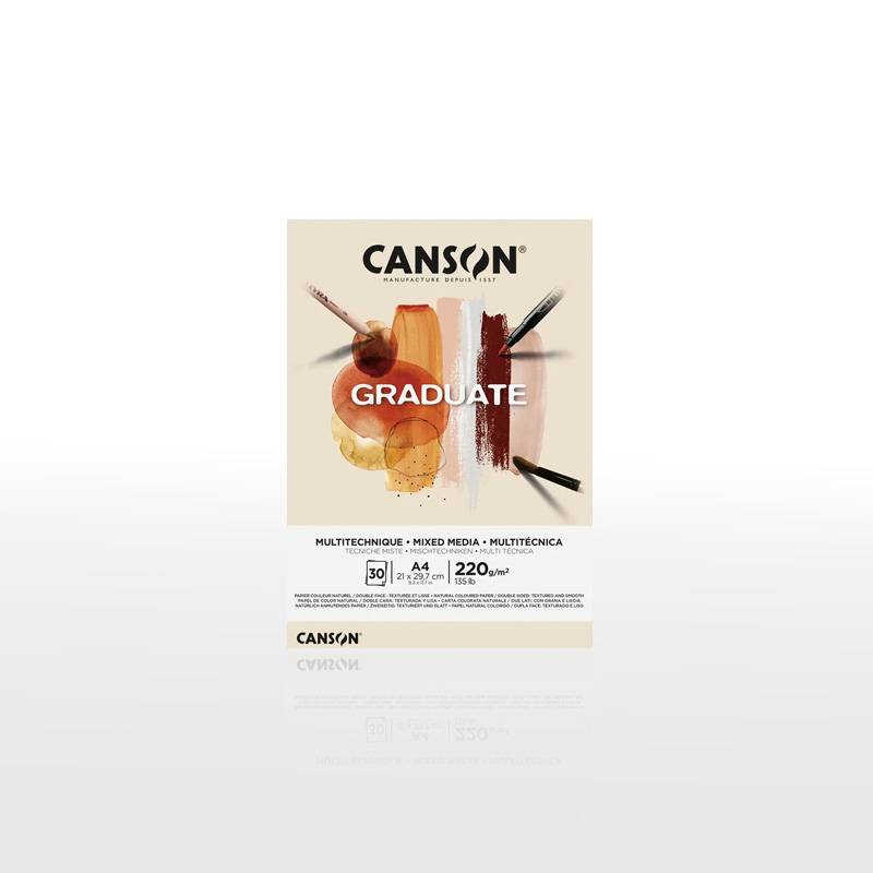 【CANSON】キャンソン グラジュエイト スケッチブック ミックスメディア ナチュラルペーパー A4 C400110368 30枚 ※2冊までメール便可