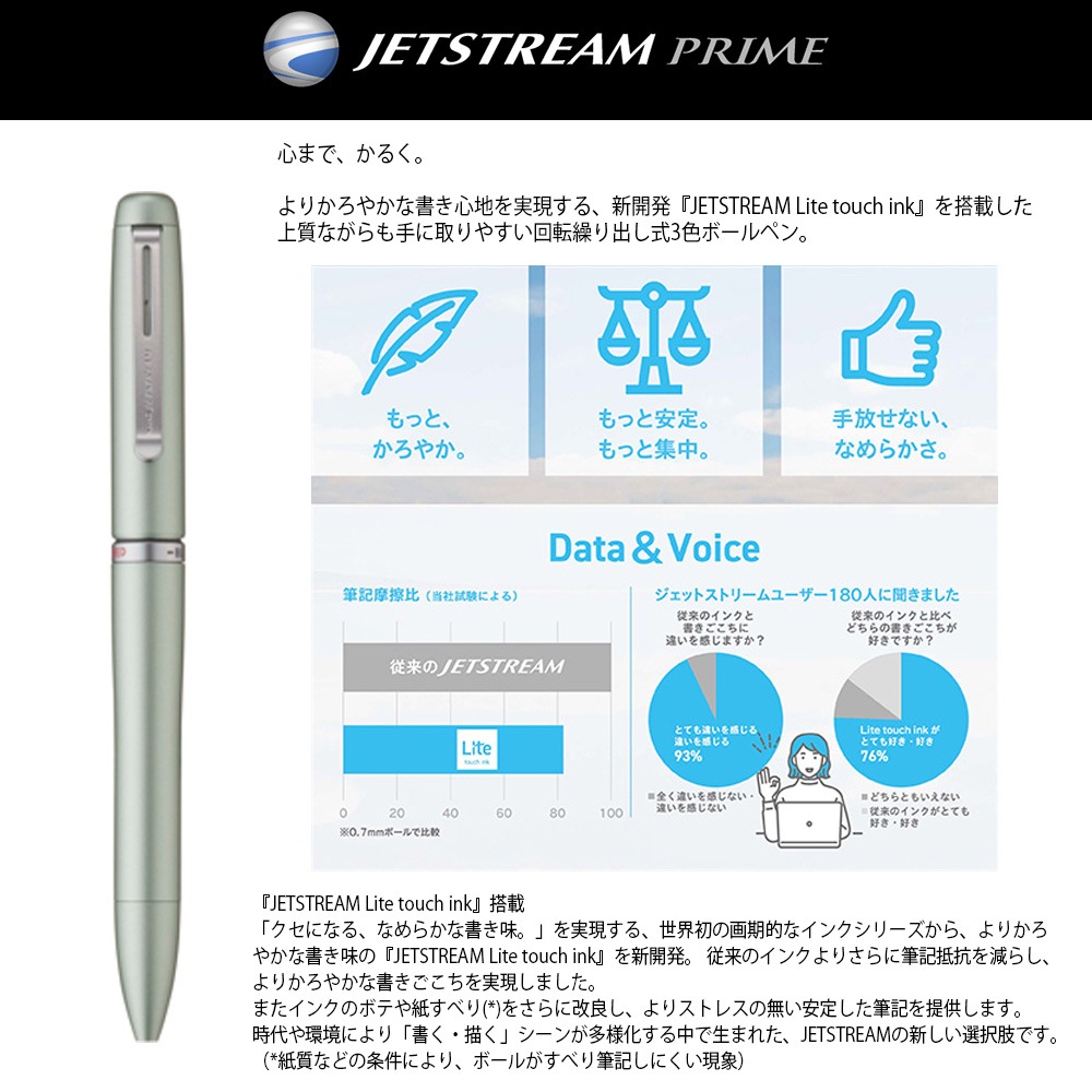 【三菱uni】ジェットストリーム プライム 回転繰り出し式3色ボールペン クワイエットカラー 多機能ペン ボール径0.5mm(黒・赤・青)