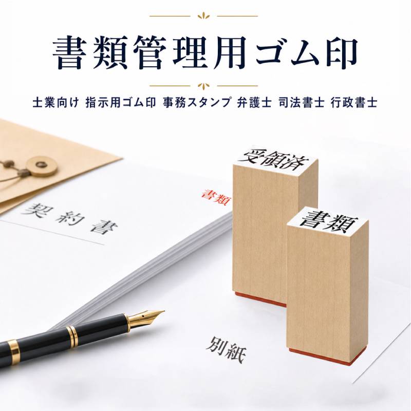 書類管理用ゴム印 （印面サイズ：8×16mm） 弁護士　司法書士　行政書士事務所　土地家屋調査士　弁理士