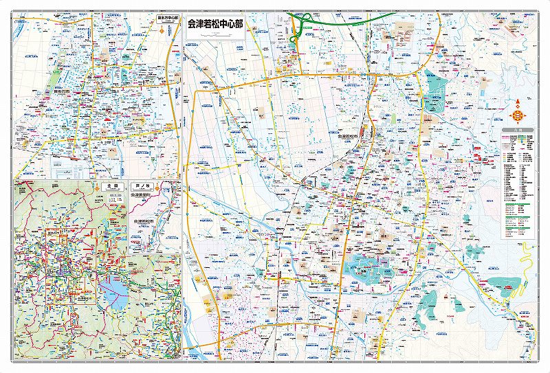 都市地図 福島県 会津若松市 喜多方市 会津坂下・会津美里町 湯川村