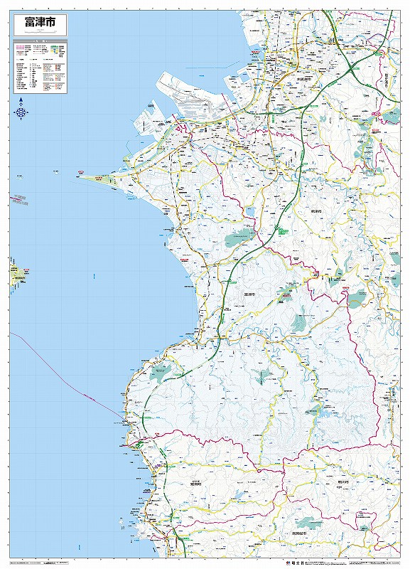 市町村別行政区分地図 千葉県 富津市 （カラー） を印刷販売