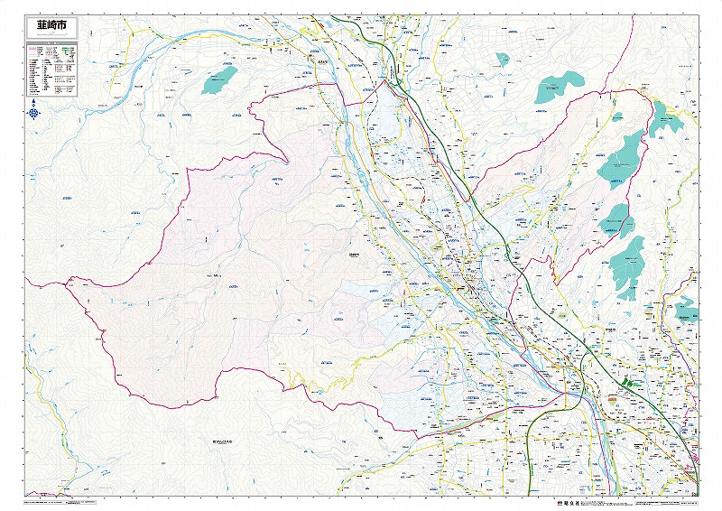 市町村別行政区分地図 山梨県 韮崎市 （カラー） を印刷販売