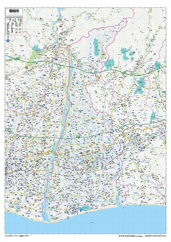 市町村別行政区分地図 静岡県 磐田市 （カラー） を印刷販売