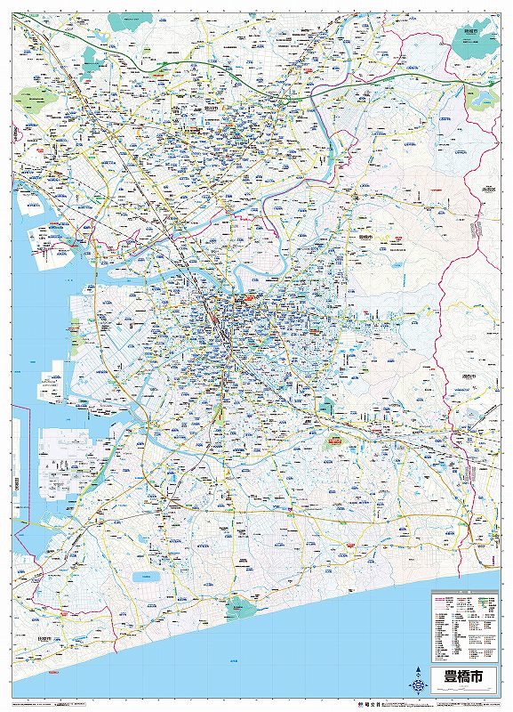 市町村別行政区分地図 愛知県 豊橋市 （カラー） を印刷販売