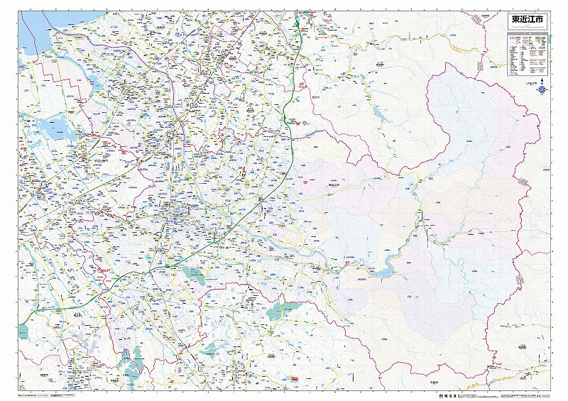 市町村別行政区分地図 滋賀県 東近江市 （カラー） を印刷販売