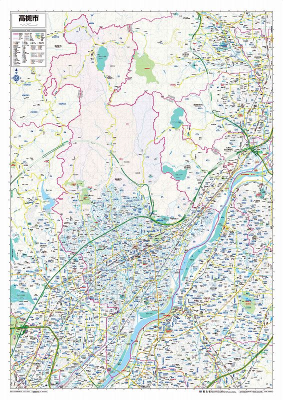 市町村別行政区分地図 大阪府 高槻市 （カラー） を印刷販売