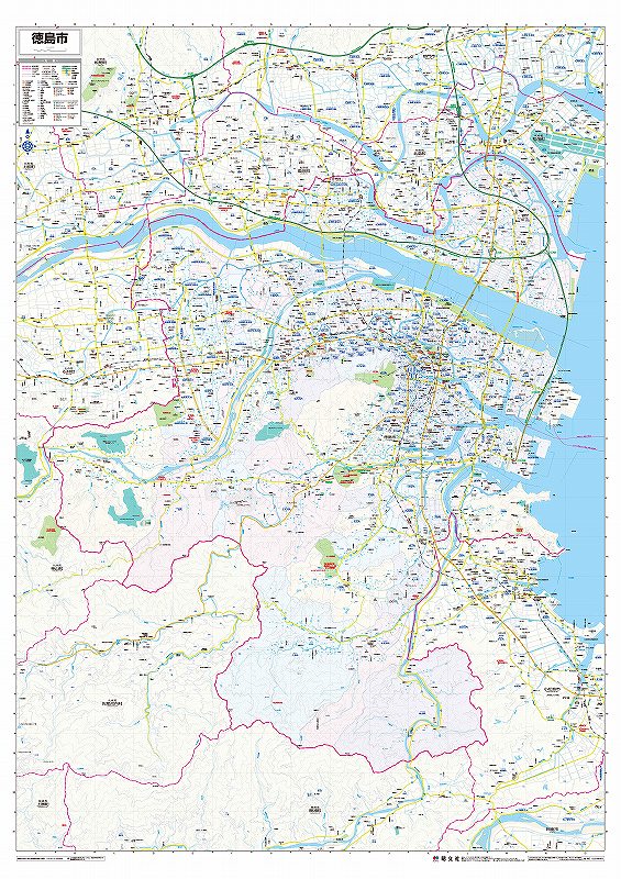 市町村別行政区分地図 徳島県 徳島市 （カラー） を印刷販売