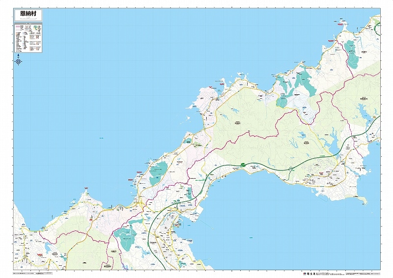 市町村別行政区分地図 沖縄県 恩納村 （カラー） を印刷販売