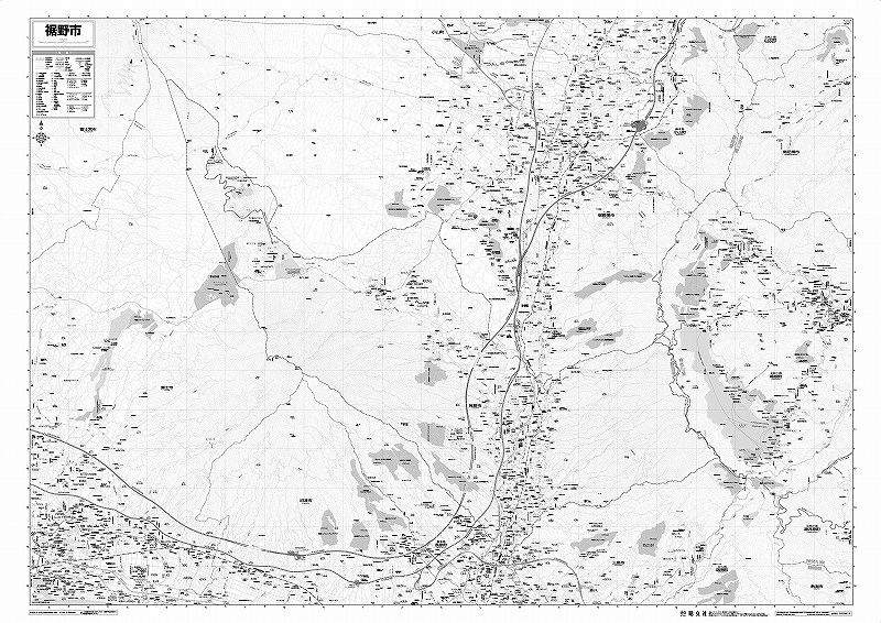 市町村別行政区分地図 静岡県 裾野市 （モノクロ） を印刷販売