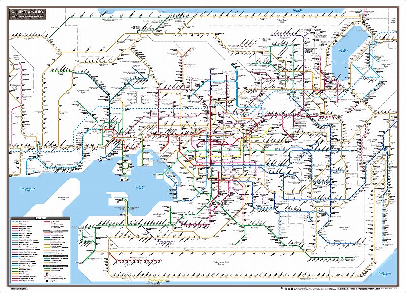 RAIL MAP OF KANSAI AREA KYOTO OSAKA KOBE（表面） を印刷販売