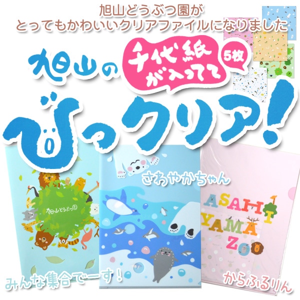 旭山動物園グッズ☆旭山の「千代紙が5枚入ってて」びっクリア！クリア