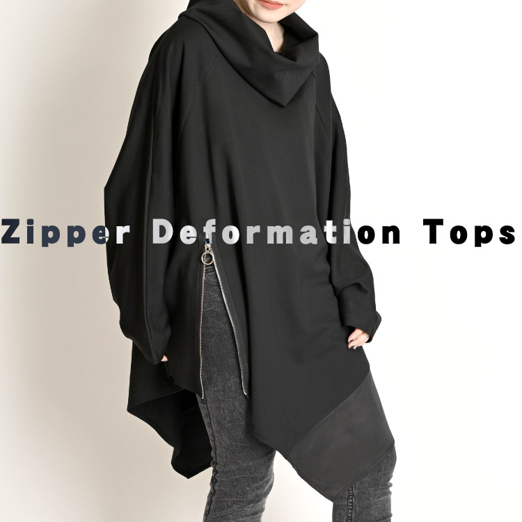 慈雨アシンメトリーデザイン 黒ロングコートドレープモード系オーバー