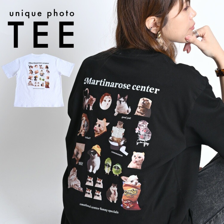 ユニークな遊び心。キャットバックプリントTシャツ|トップス|カジュアル＆エスニックファッション