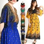 華やかさを味方に。ウエストシャーリング孔雀ワンピース ワンピース 春 夏 レディース 半袖 ロング マキシ丈 シャーリング ワンピ ピーコック 孔雀 ペイズリー 柄 総柄 ロングワンピース マキシワン