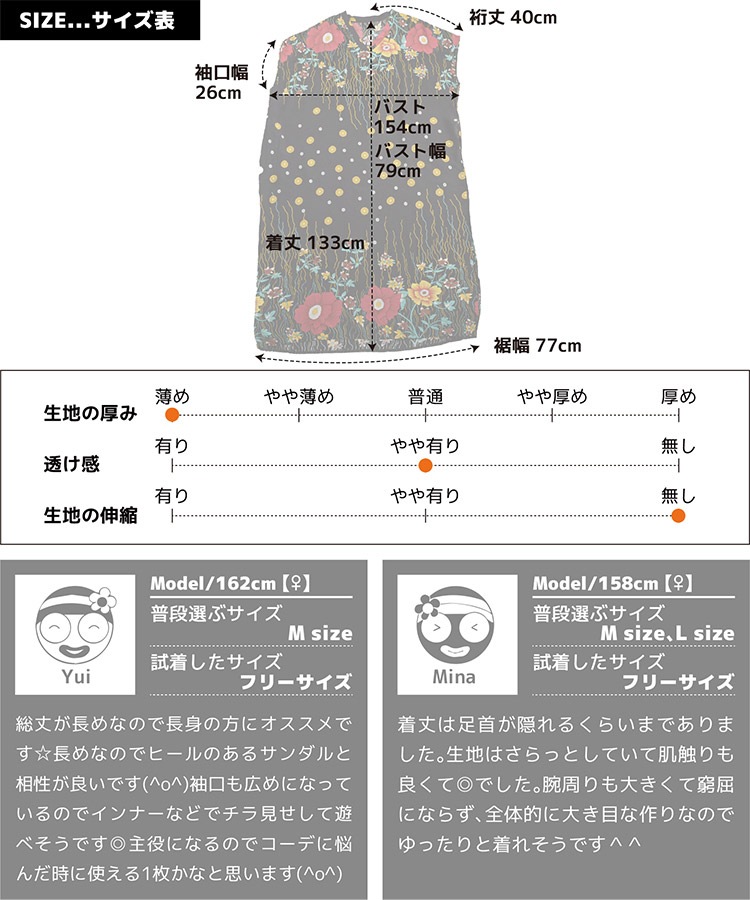 品よくリラクシーな着心地のレトロな総花柄ロング丈ワンピース の別カット
