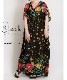 品よくリラクシーな着心地のレトロな総花柄ロング丈ワンピース の別カット