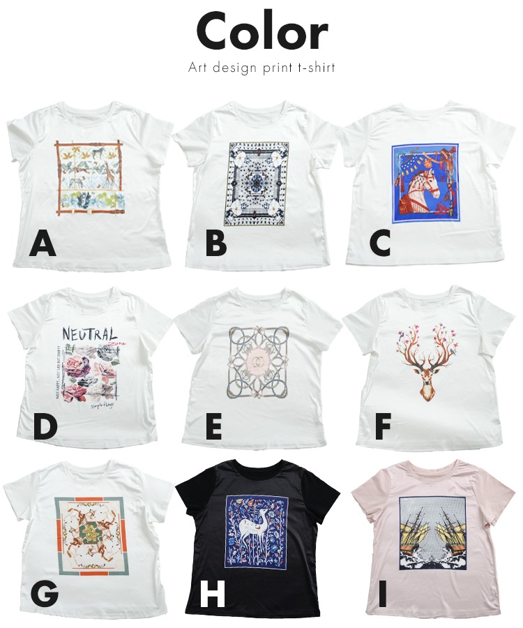 異素材×アートプリントで今っぽい個性派プリント半袖Tシャツ の別カット
