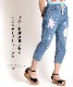 程よい甘さ。フラワー刺繍デニムテーパードパンツ の別カット