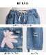 程よい甘さ。フラワー刺繍デニムテーパードパンツ の別カット
