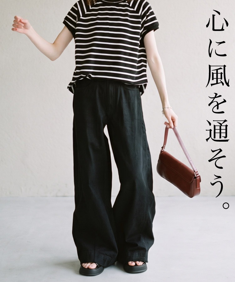 綿麻 バギーパンツ レディース ワイドパンツ リネン 麻 コットン 大きいサイズ 春夏 通気性 ボトムス ズボン ロング丈 ウエストゴム 裏地なし 透けない 体型カバー ゆったり 大人カジュアル ミセス ブラック チャコールグレー M L LL の別カット