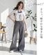 綿麻 バギーパンツ レディース ワイドパンツ リネン 麻 コットン 大きいサイズ 春夏 通気性 ボトムス ズボン ロング丈 ウエストゴム 裏地なし 透けない 体型カバー ゆったり 大人カジュアル ミセス ブラック チャコールグレー M L LL の別カット