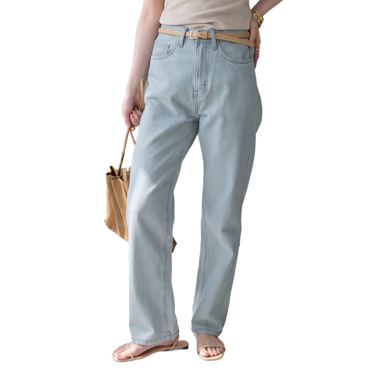 デニムパンツ レディース スリムストレート ジーンズ ジーパン ストレートパンツ 後ろゴム ウエストゴム 綿100% コットン ネイビー ダークネイビー ライトブルー M L LL 大きいサイズ ボトムス ズボン ロングパンツ 30代 40代 50代 の別カット