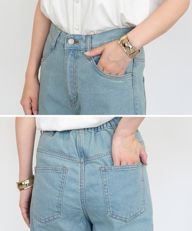 デニムワイドパンツ レディース ジーンズ ワイドパンツ デニムパンツ 綿100% 大きいサイズ ゆったり 体型カバー 後ろゴム ヴィンテージ加工 ライトブルー ネイビー ウォッシュブラック ボトムス シーズンレス M L LL の別カット