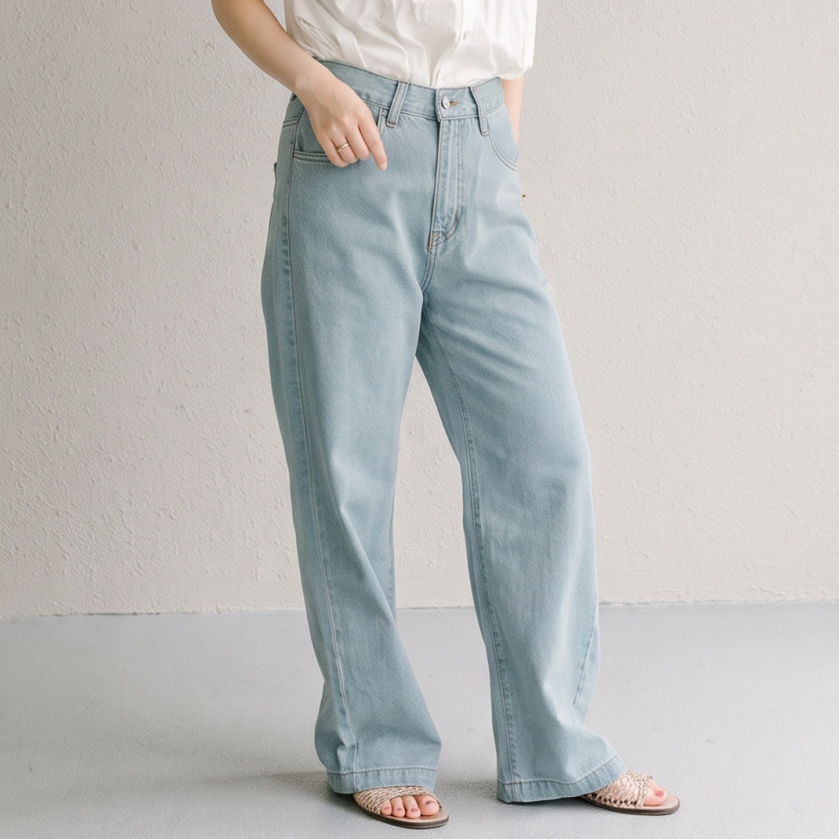 デニムワイドパンツ レディース ジーンズ ワイドパンツ デニムパンツ 綿100% 大きいサイズ ゆったり 体型カバー 後ろゴム ヴィンテージ加工 ライトブルー ネイビー ウォッシュブラック ボトムス シーズンレス M L LL の別カット