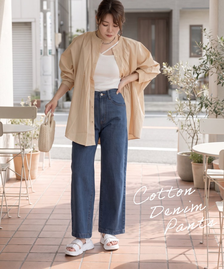 デニムワイドパンツ レディース ジーンズ ワイドパンツ デニムパンツ 綿100% 大きいサイズ ゆったり 体型カバー 後ろゴム ヴィンテージ加工 ライトブルー ネイビー ウォッシュブラック ボトムス シーズンレス M L LL の別カット