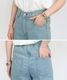 デニムワイドパンツ レディース ジーンズ ワイドパンツ デニムパンツ 綿100% 大きいサイズ ゆったり 体型カバー 後ろゴム ヴィンテージ加工 ライトブルー ネイビー ウォッシュブラック ボトムス シーズンレス M L LL の別カット