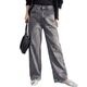 デニムワイドパンツ レディース ジーンズ ワイドパンツ デニムパンツ 綿100% 大きいサイズ ゆったり 体型カバー 後ろゴム ヴィンテージ加工 ライトブルー ネイビー ウォッシュブラック ボトムス シーズンレス M L LL の別カット