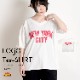 Tシャツ レディース 半袖 トップス タウンユースな着こなし広がる。Vネック半袖ロゴTシャツ NEW YORK ロゴT カットソー ティーシャツ カジュアル 大きいサイズ 大きめ ゆったり Vネック ニューヨーク 英字 英語 涼しい 軽量 春 春服 夏 夏服 ホワイト 白 の別カット