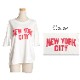 Tシャツ レディース 半袖 トップス タウンユースな着こなし広がる。Vネック半袖ロゴTシャツ NEW YORK ロゴT カットソー ティーシャツ カジュアル 大きいサイズ 大きめ ゆったり Vネック ニューヨーク 英字 英語 涼しい 軽量 春 春服 夏 夏服 ホワイト 白 の別カット